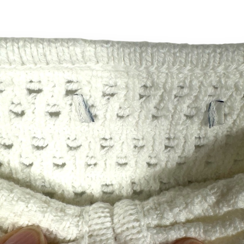 American Eagle Sweetheart Neckline Cinch Front Crochet Tube Top, White, Size XS - Picture 7 of 13